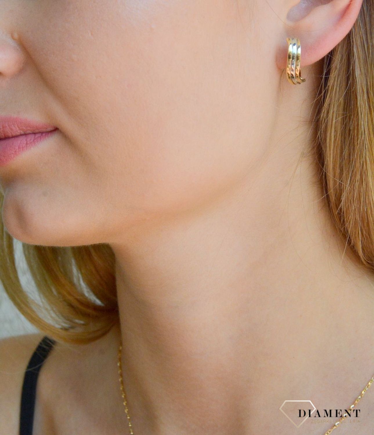 Złote kolczyki damskie 375 angielskie z białym złotem KL 2549 375 (2).jpg